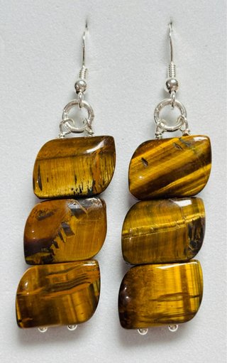 Pendientes con ojo de tigre en plata de ley 925