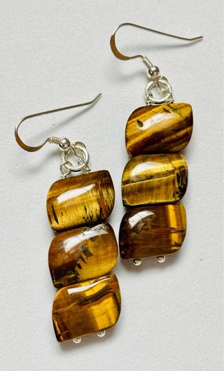 Pendientes con ojo de tigre en plata de ley 925