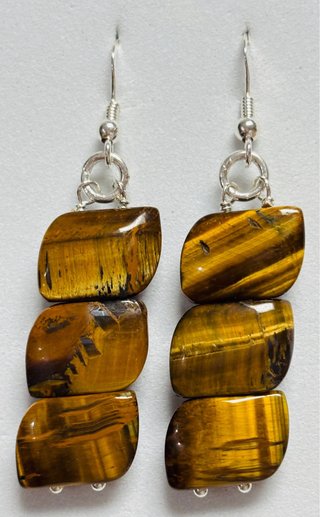 Pendientes con ojo de tigre en plata de ley 925