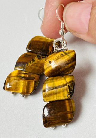Pendientes con ojo de tigre en plata de ley 925