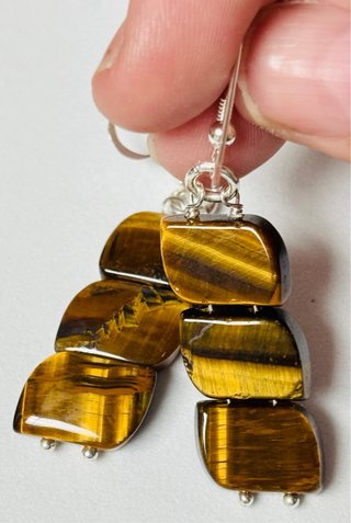 Pendientes con ojo de tigre en plata de ley 925