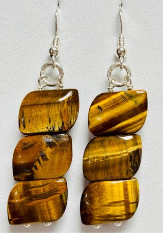 Pendientes con ojo de tigre en plata de ley 925