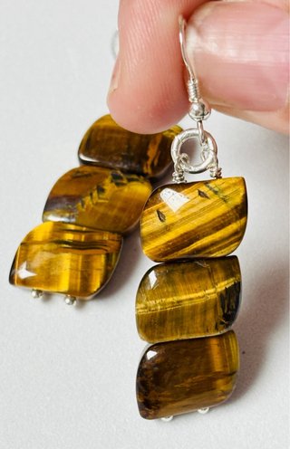 Pendientes con ojo de tigre en plata de ley 925
