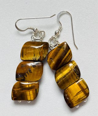 Pendientes con ojo de tigre en plata de ley 925