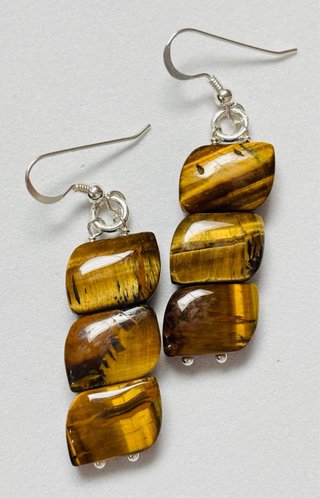 Pendientes con ojo de tigre en plata de ley 925