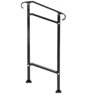 Pasamanos de Hierro Forjado, Adecuado para 1 o 2 Escalones Barandilla de Escalera Exterior, Barandilla Ajustable para Porche Frontal, Barandillas Transicionales Negras para Escalones de Concreto o...