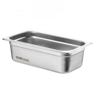 6 Paquete de Sartenes de Hotel, Sartén de Vapor Anti-Jam de Tamaño 1/3, Sartén de Mesa de Restaurante de Acero Inoxidable de 0.8 mm de Grosor, Sartén de Mesa Comercial de 4 Pulgadas de Profundidad...