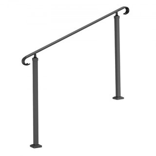 Pasamanos de Hierro Forjado, Adecuado para 2 o 3 Escalones Barandilla de Escalera Exterior, Barandilla Ajustable para Porche Frontal, Barandillas Transicionales Negras para Escalones de Concreto o...
