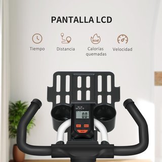 Bicicleta Estática de Fitness, Pantalla LCD, Manillar Ajustable, Volante de Inercia, 8 Kg, Resistencia Ajustable, 103 X 53 X 110 – 114 Cm, de Acero Blanco