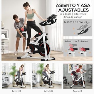 Bicicleta Estática de Fitness, Pantalla LCD, Manillar Ajustable, Volante de Inercia, 8 Kg, Resistencia Ajustable, 103 X 53 X 110 – 114 Cm, de Acero Blanco