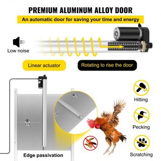 Puerta Automática para Gallinero, Abridor de Puerta para Gallinero con Temporizador y Sensor de Luz, Puerta para Gallinero Eléctrica de 12V 66W, Kit de Abridor de Puerta para Aves de Corral con Se...