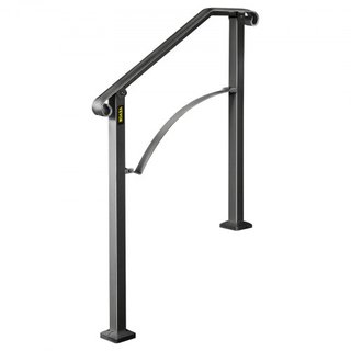 Pasamanos para Escaleras Exteriores, Se Adapta a 2 o 3 Escalones, Barandilla de Escalera Exterior Arch#2 de Hierro Forjado, Barandilla Flexible para Porche, Pasamanos Transicional Negro para Escal...