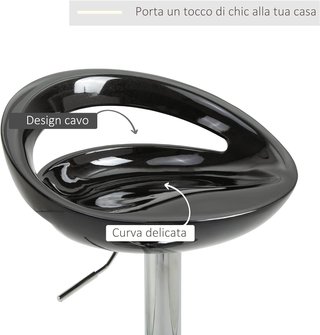 Set de 2 Taburetes de Bar Altos, Taburetes Giratorios a 360°, Con Respaldo y Reposapiés, Altura Regulable, Base de Acero, para Comedor y Cocina, 46X41X76-96Cm, Negro