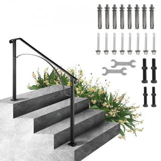 Pasamanos para Escaleras Exteriores, Se Adapta a 3 o 4 Pasos Barandilla de Escalera Exterior, Pasamanos de Hierro Forjado Arch#3, Barandilla Flexible para Porche, Pasamanos Transicional Negro para...