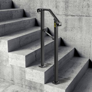 Pasamanos para Escaleras Exteriores, Railing para Escaleras Exteriores de 1 o 2 Pasos, Pasamanos de Hierro Forjado Arch#1, Pasamanos Flexible para Porche, Pasamanos Transicional Negro para Escaler...