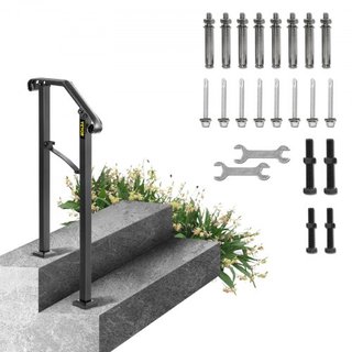 Pasamanos para Escaleras Exteriores, Railing para Escaleras Exteriores de 1 o 2 Pasos, Pasamanos de Hierro Forjado Arch#1, Pasamanos Flexible para Porche, Pasamanos Transicional Negro para Escaler...
