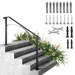 Pasamanos para Escaleras Exteriores, Se Ajusta a 4 o 5 Escalones, Barandilla de Escalera Exterior Arch#4 de Hierro Forjado, Barandilla Flexible para Porche, Pasamanos Transicional Negro para Escal...