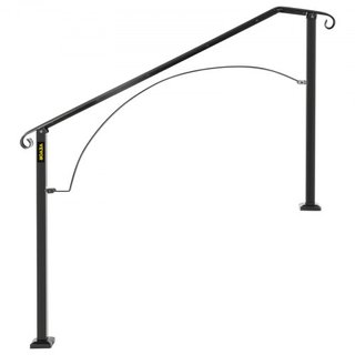 Pasamanos para Escaleras Exteriores, Se Ajusta a 4 o 5 Escalones, Barandilla de Escalera Exterior Arch#4 de Hierro Forjado, Barandilla Flexible para Porche, Pasamanos Transicional Negro para Escal...
