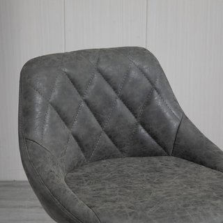 Set de 2 Taburetes de Bar con Altura Ajustable, Base de Metal y Asiento de Piel Sintética, Taburetes Altos Modernos Giratorios con Respaldo y Reposapiés 46X48X83-104Cm, Gris Oscuro y Plata
