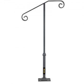 Pasamanos de Poste Único Gris Oscuro se Ajusta a 1 o 2 Escalones Pasamanos de Hierro Forjado Pasamanos de Poste Único Barandilla de Hierro Forjado Barandilla de Poste Único Pasamanos Ornamental Su...