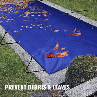 Cubierta de Seguridad para Piscina, Cubierta para Piscina In-ground de 4 x 8 m, Cubiertas de PVC Azul para Piscina, Cubierta de Seguridad Rectangular para Piscina Cubierta de Invierno Cubierta de ...