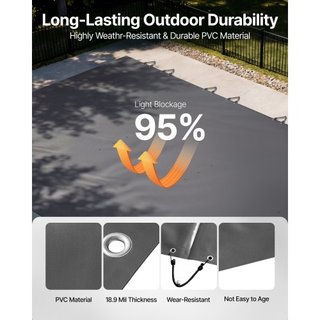 Cubierta de Seguridad para Piscina, Cubierta para Piscina In-ground de 4 x 8 m, Cubierta In-ground de Carbón, Cubiertas de PVC para Piscinas Rectangulares, Cubierta de Seguridad Sólida para Piscin...