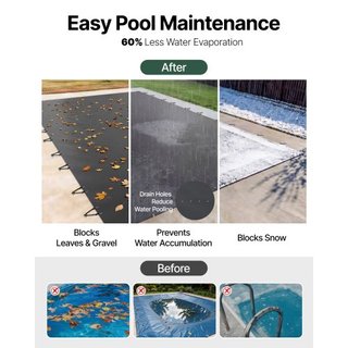 Cubierta de Seguridad para Piscina, Cubierta para Piscina In-ground de 4 x 8 m, Cubierta In-ground de Carbón, Cubiertas de PVC para Piscinas Rectangulares, Cubierta de Seguridad Sólida para Piscin...