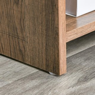 Mobile Multiuso con Ripiani e Armadio in Legno con Porta in Metallo, Mobile per Soggiorno e Cucina, 80X35X82Cm, Marrone Grigio