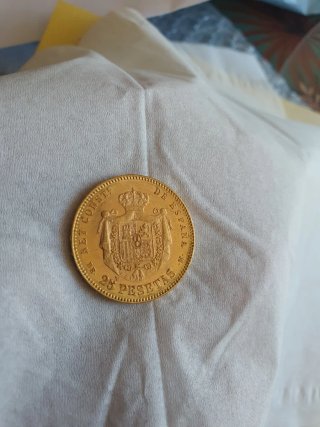 Moneda Oro Alfonso XII 25 Pesetas 1877