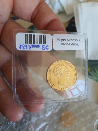 Moneda Oro Alfonso XII 25 Pesetas 1877