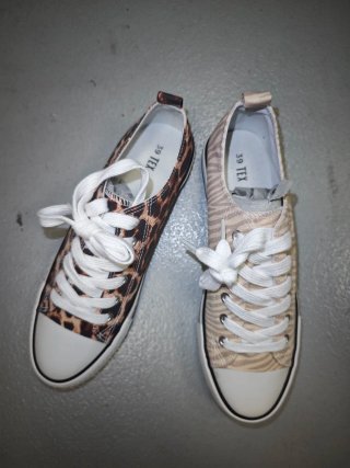 Zapatos Mujer Talla 39 Beige y Verde Militar