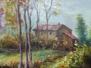Cuadro pintado a mano paisaje