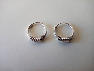 PENDIENTES PLATA DE LEY - AROS ORNAMENTADOS 1,2 CM