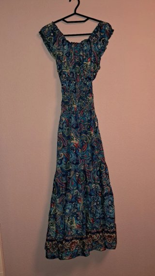Vestido largo estampado azul
