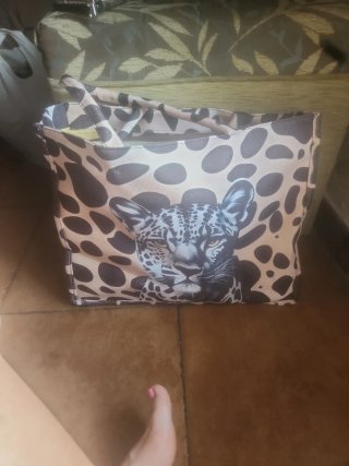 Bolsa de playa con estampado de leopardo