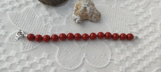 Pulsera Perlas de Mallorca Rojas Cierre Plateado
