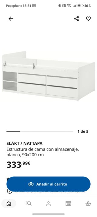 Cama individual ikea modelo slakt /natappa