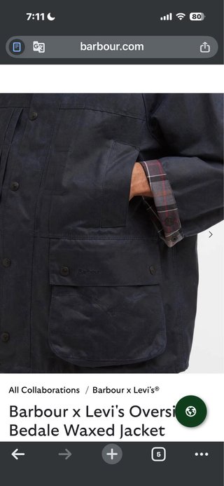 Chaqueta Barbour x Levi's Oversized Bedale