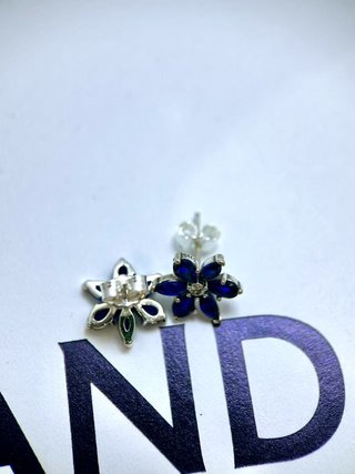 Conjunto Pandora Colgante y Pendientes Flor Zafiro