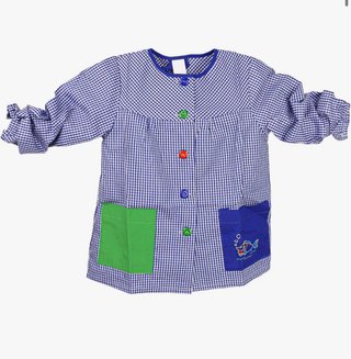 Batas Escolar Infantil Cuadros Azul