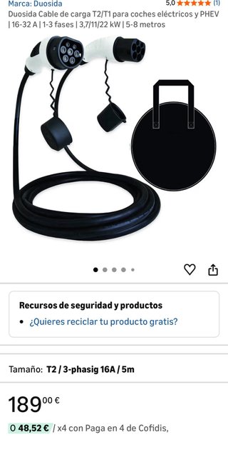 Cable de carga para coche eléctrico