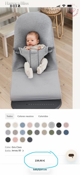 Hamaca Babybjorn gris