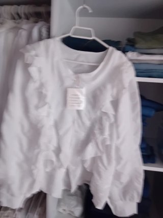 Blusa blanca volantes talla única
