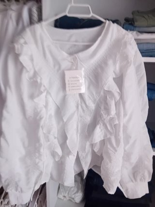 Blusa blanca volantes talla única