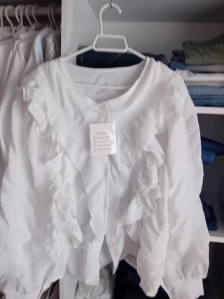 Blusa blanca volantes talla única