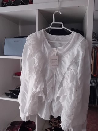 Blusa blanca volantes talla única