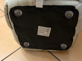 Pouf intrecciato beige in velluto a coste