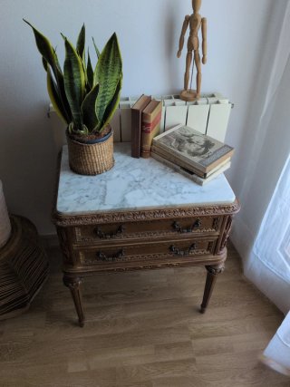 Auxiliar/Cómoda Clásica Madera y Mármol