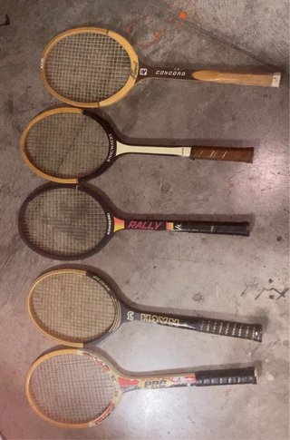 Lote 5 Raquetas de Tenis Madera
