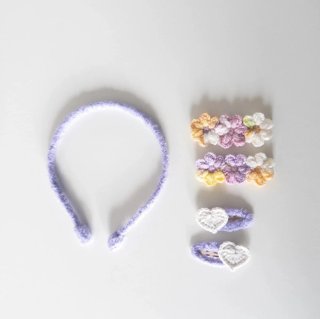 Conjunto infantil artesanal diadema pinzas flores